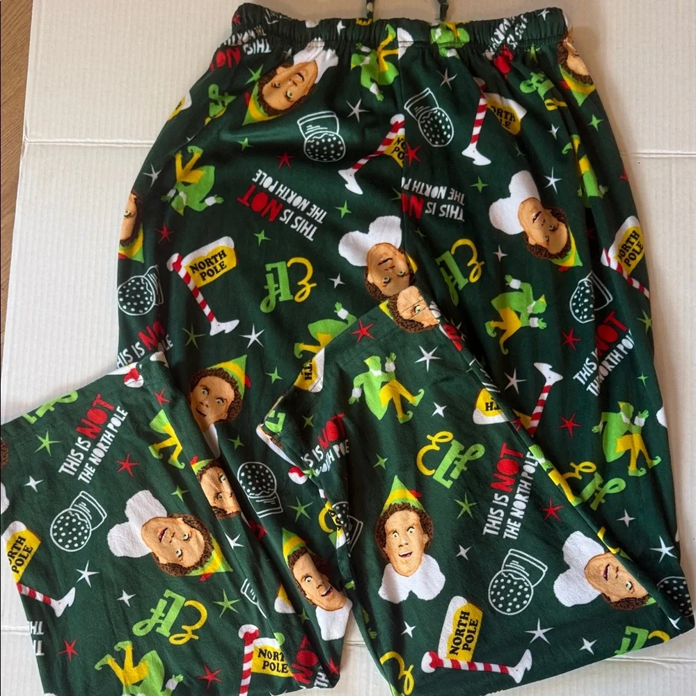 ELF Women's Festive Green Pajama Bottoms 8/10 29” inseam